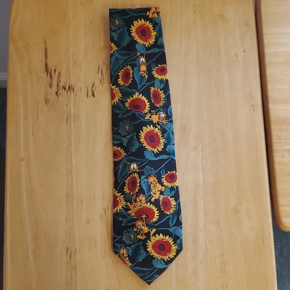 Garfield Sunflowers Tie Vintage